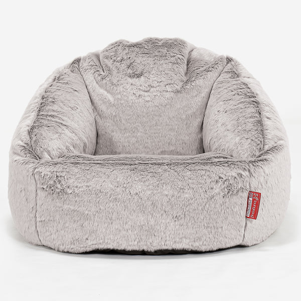 Poltrona a Sacco Bubble - Eco-pelliccia di Coniglio Grigio Chiaro 01