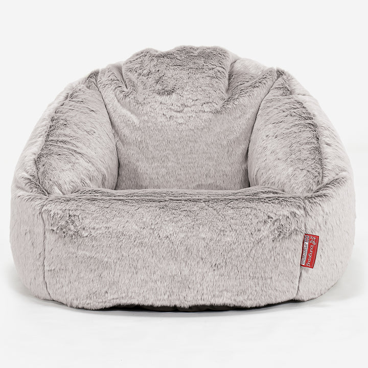Poltrona a Sacco Bubble - Eco-pelliccia di Coniglio Grigio Chiaro 01