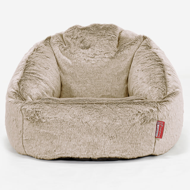 Poltrona a Sacco Bubble - Eco-pelliccia di Coniglio Marrone dorato 01
