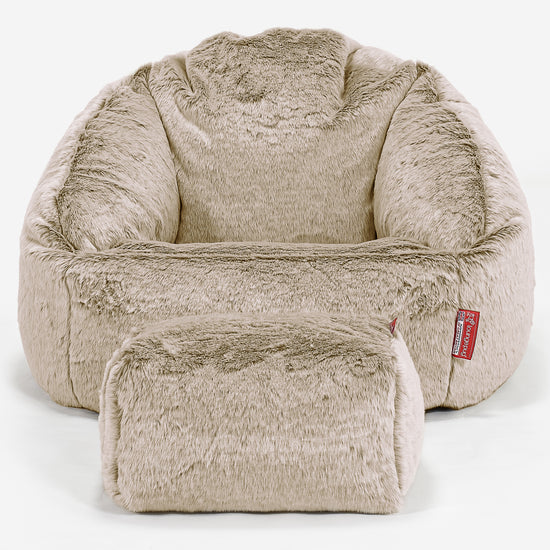 Poltrona a Sacco Bubble - Eco-pelliccia di Coniglio Marrone dorato 02