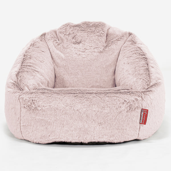 Poltrona a Sacco Bubble - Eco-pelliccia di Coniglio Rosa Antico 01