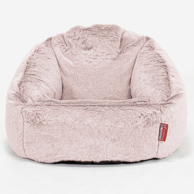 Poltrona a Sacco Bubble - Eco-pelliccia di Coniglio Rosa Antico 01