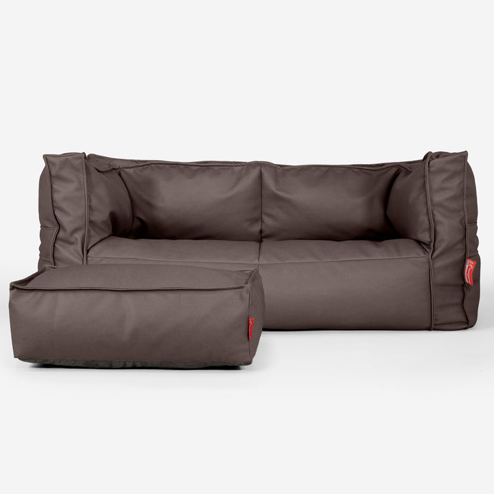 Albert Pouf Divano 2 posti - Pelle Vegana Cioccolato 02