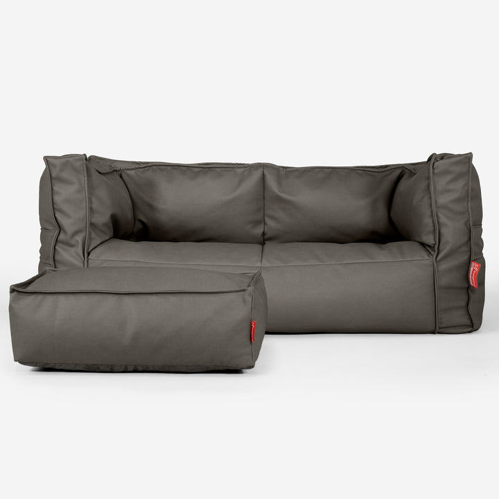 Albert Pouf Divano 2 posti - Pelle Vegana Grigio 02