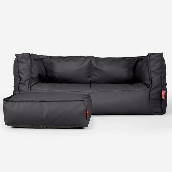 Albert Pouf Divano 2 posti - Pelle Vegana Nero 02