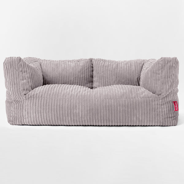 Albert Pouf Divano Gigante 2 posti per Bambini 3-14 anni - Velluto a Coste Alluminio Argento 01