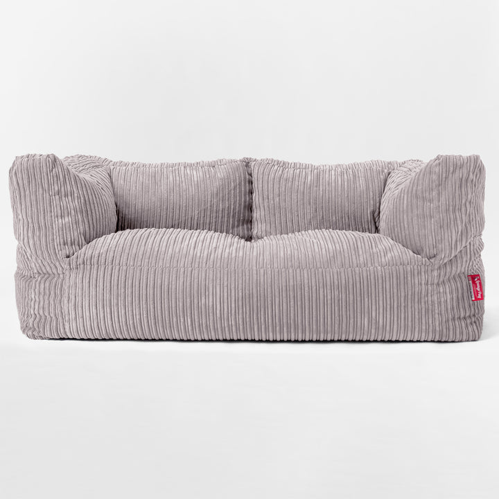 Albert Pouf Divano Gigante 2 posti per Bambini 3-14 anni - Velluto a Coste Alluminio Argento 03