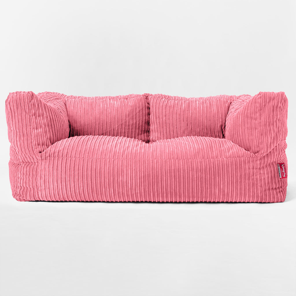 Albert Pouf Divano Gigante 2 posti per Bambini 2-14 anni - Corda Classica Corallo 03