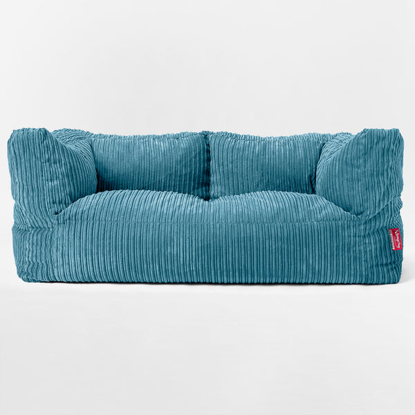 Albert Pouf Divano Gigante 2 posti per Bambini 3-14 anni - Velluto a Coste Egeo Blu 01