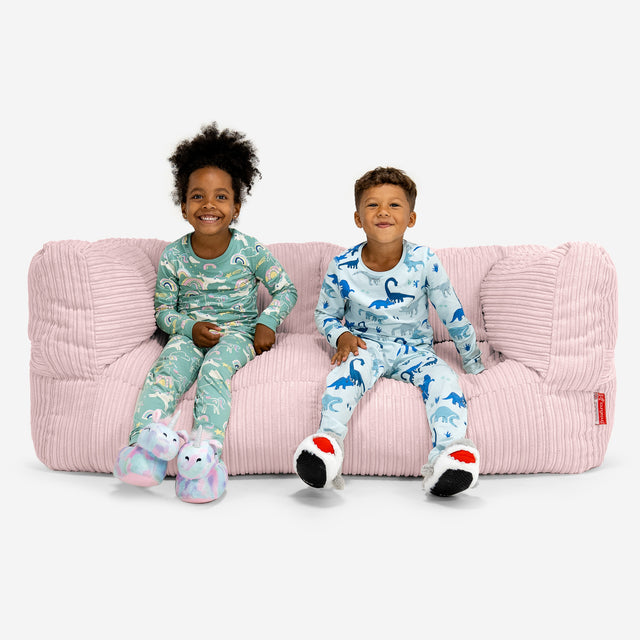 Albert Pouf Divano Gigante 2 posti per Bambini 3-14 anni - Velluto a Coste Rosa Cipria 01