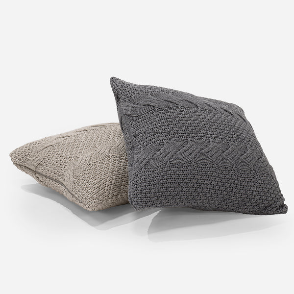 Fodera per Cuscino 47 x 47cm - Lavorato a Maglia Cable Grigio Fabric Close-up Image