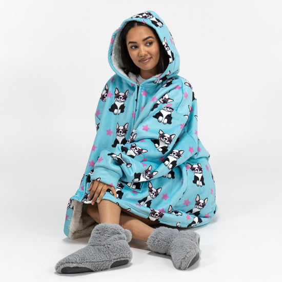 Felpa Coperta Oversize per Adulti con Cappuccio e Zip - Minky Carlino 04