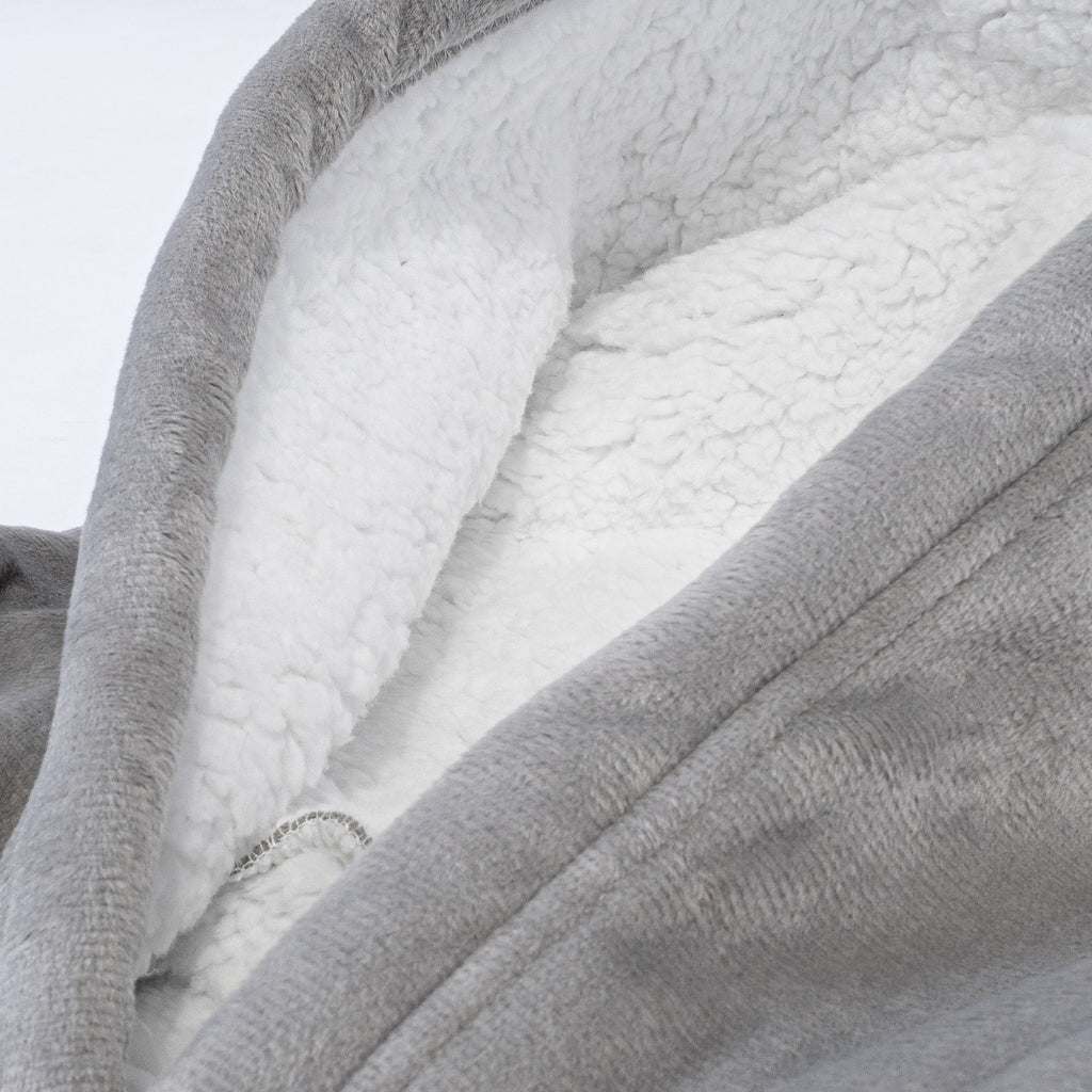 Felpa Coperta Oversize per Adulti con Cappuccio e Zip - Minky Grigio 06