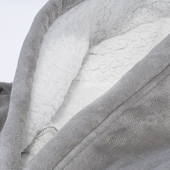 Felpa Coperta Oversize per Adulti con Cappuccio e Zip - Minky Grigio 06