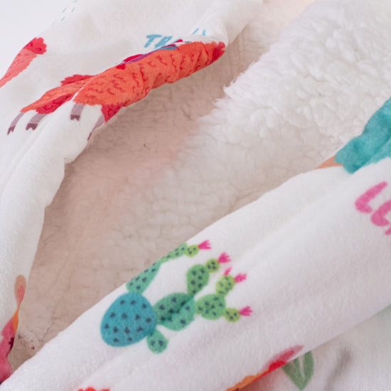 Felpa Coperta Oversize per Adulti con Cappuccio e Zip - Minky Lama 06