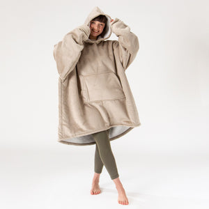 Felpa Coperta Oversize per Adulti con Cappuccio - Minky Panna / Visone
