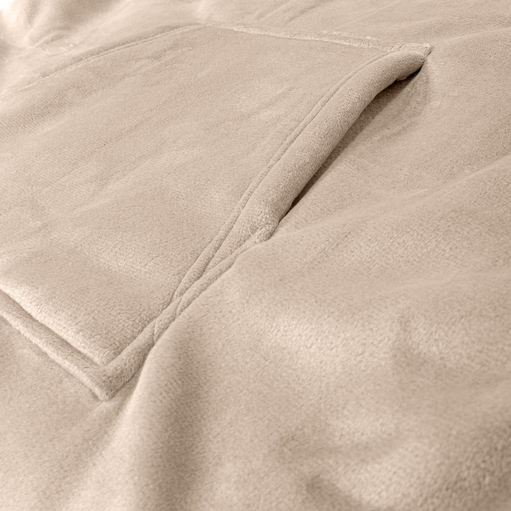 Felpa Coperta Oversize per Adulti con Cappuccio - Minky Panna / Visone 05