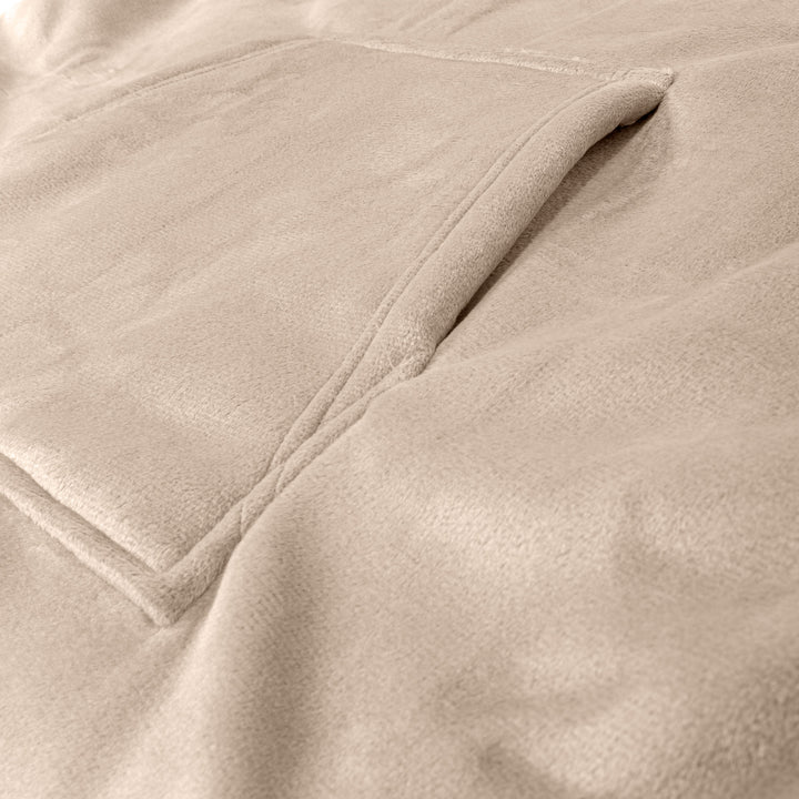 Felpa Coperta Oversize per Adulti con Cappuccio - Minky Panna / Visone 05