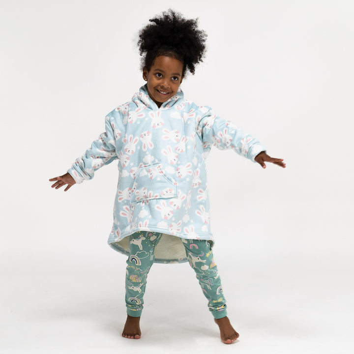 Felpa Coperta Oversize per Bambini con Cappuccio - Minky Coniglio 01
