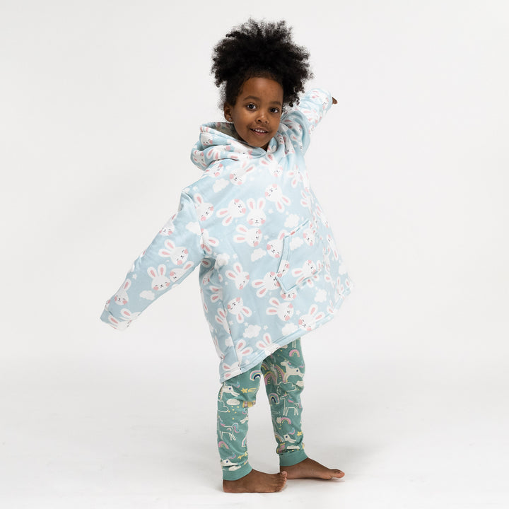 Felpa Coperta Oversize per Bambini con Cappuccio - Minky Coniglio 02