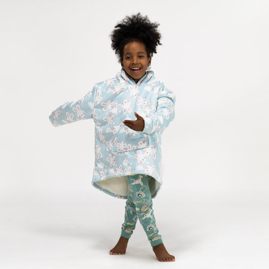 Felpa Coperta Oversize per Bambini con Cappuccio - Minky Coniglio 03