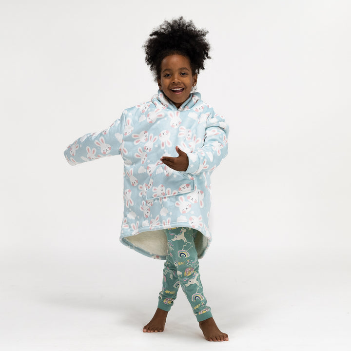 Felpa Coperta Oversize per Bambini con Cappuccio - Minky Coniglio 03
