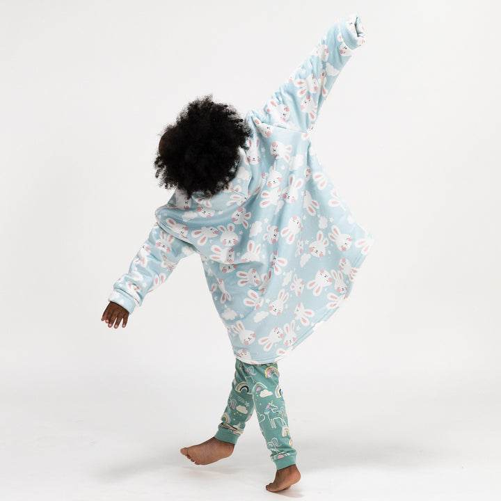 Felpa Coperta Oversize per Bambini con Cappuccio - Minky Coniglio 04