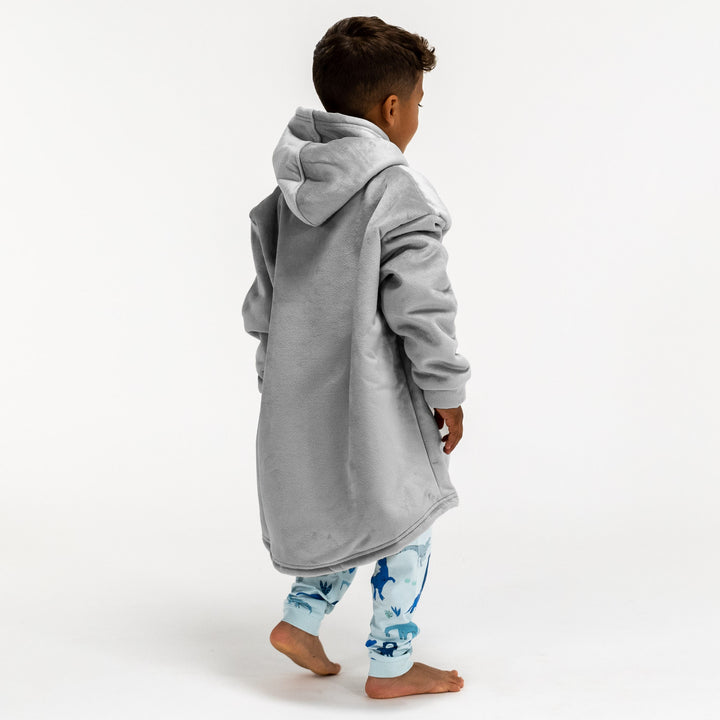 Felpa Coperta Oversize per Bambini con Cappuccio - Minky Grigio 04