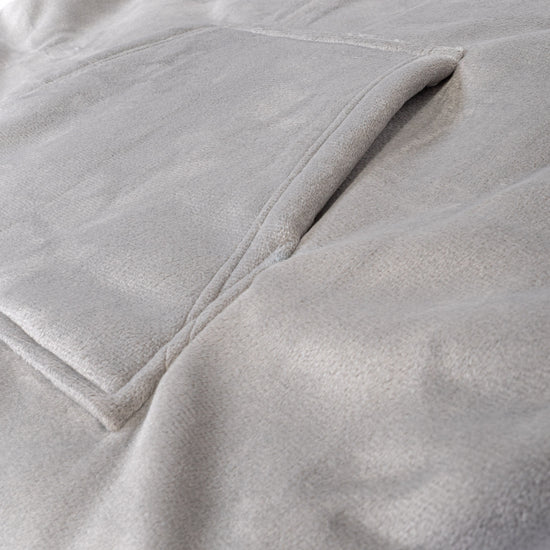 Felpa Coperta Oversize per Bambini con Cappuccio - Minky Grigio 05