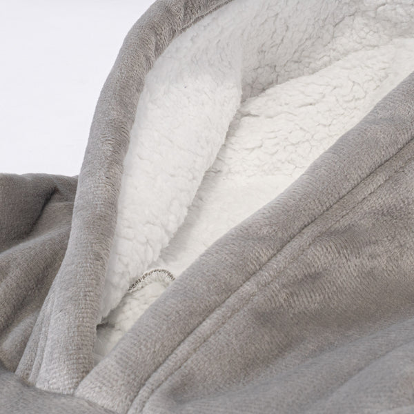 Felpa Coperta Oversize per Bambini con Cappuccio - Minky Grigio Fabric Close-up Image