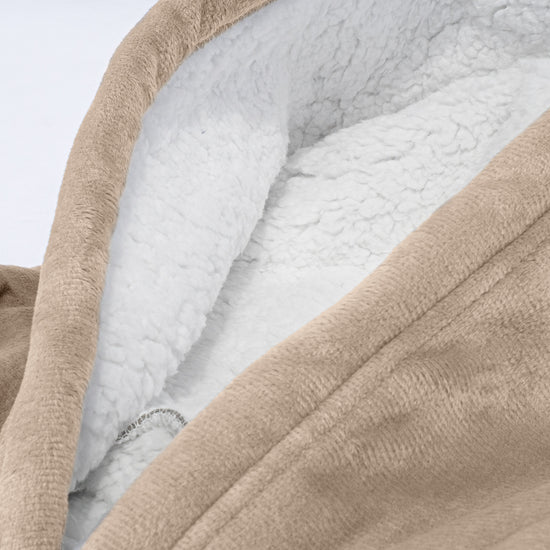 Felpa Coperta Oversize per Bambini con Cappuccio - Minky Panna / Visone 06