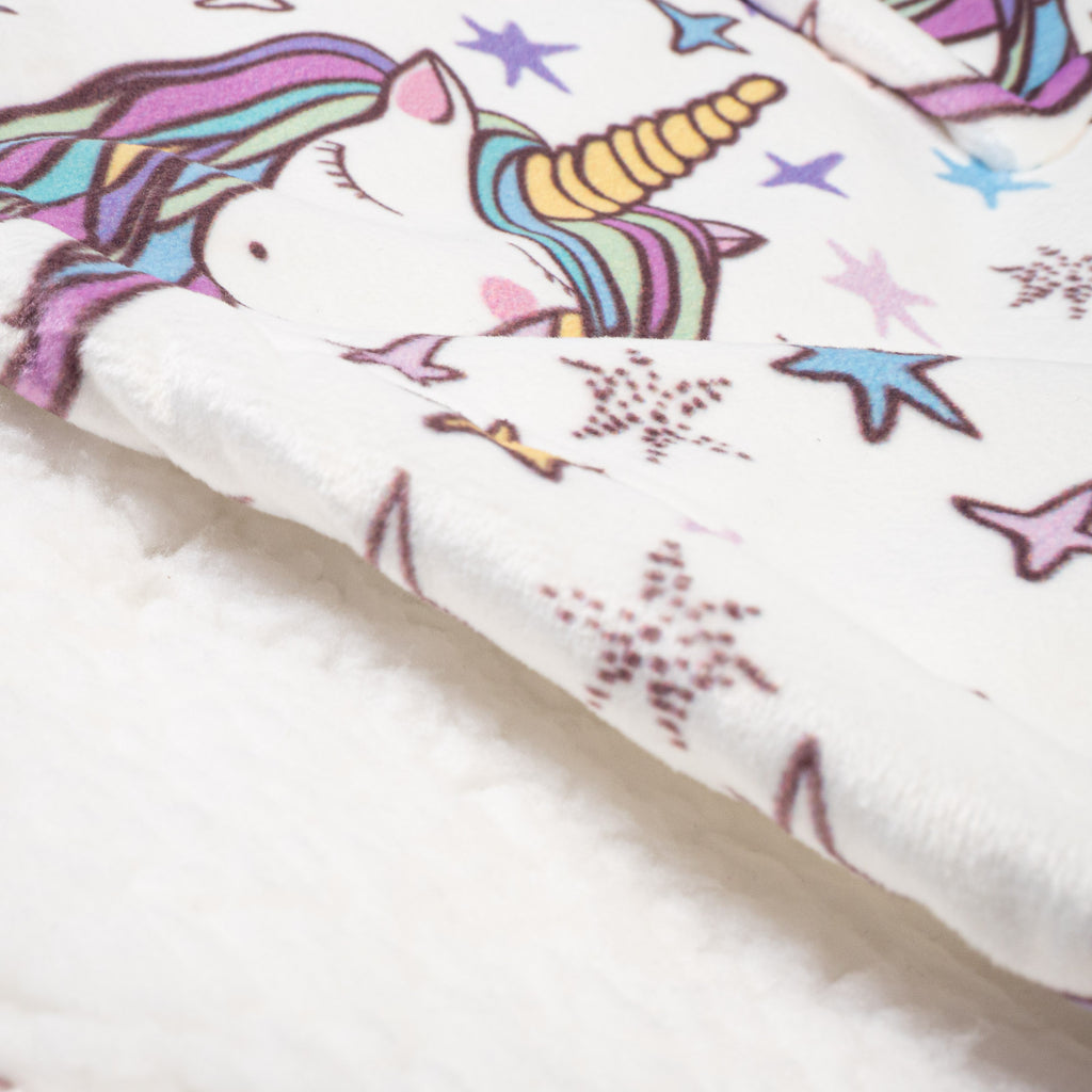 Felpa Coperta Oversize per Bambini con Cappuccio - Minky Unicorno 06