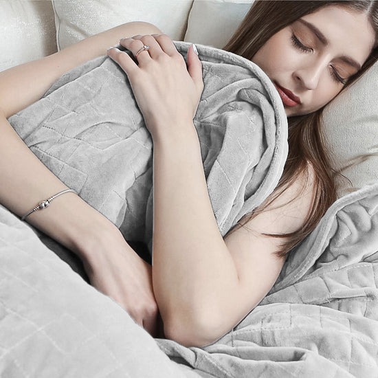 Coperta Ponderata per Adulti - Pile di Flanella Grigio Chiaro 05