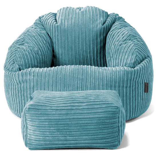Poltrona a Sacco Bubble - Velluto a Coste Egeo Blu 02
