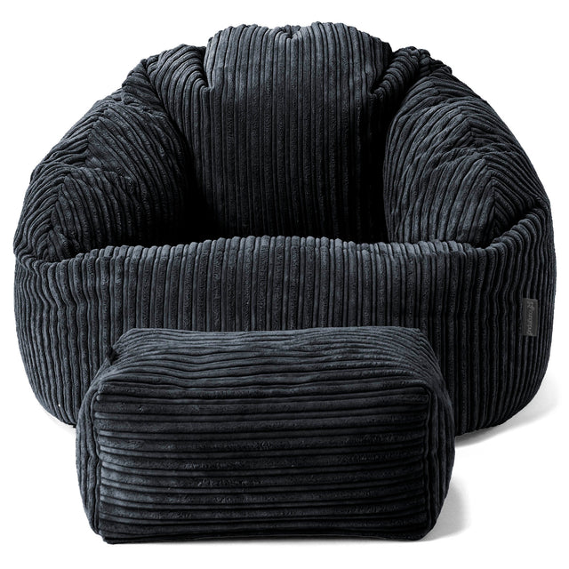 Poltrona a Sacco Bubble - Velluto a Coste Nero 02