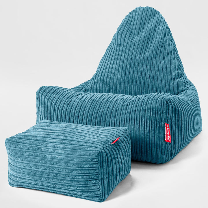 Poltrona a Sacco Scandi Lounger - Velluto a Coste Egeo Blu 02