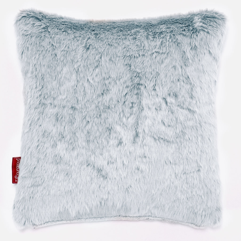 Cuscino 47 x 47cm - Eco-pelliccia di Coniglio Azzurro Polvere 01