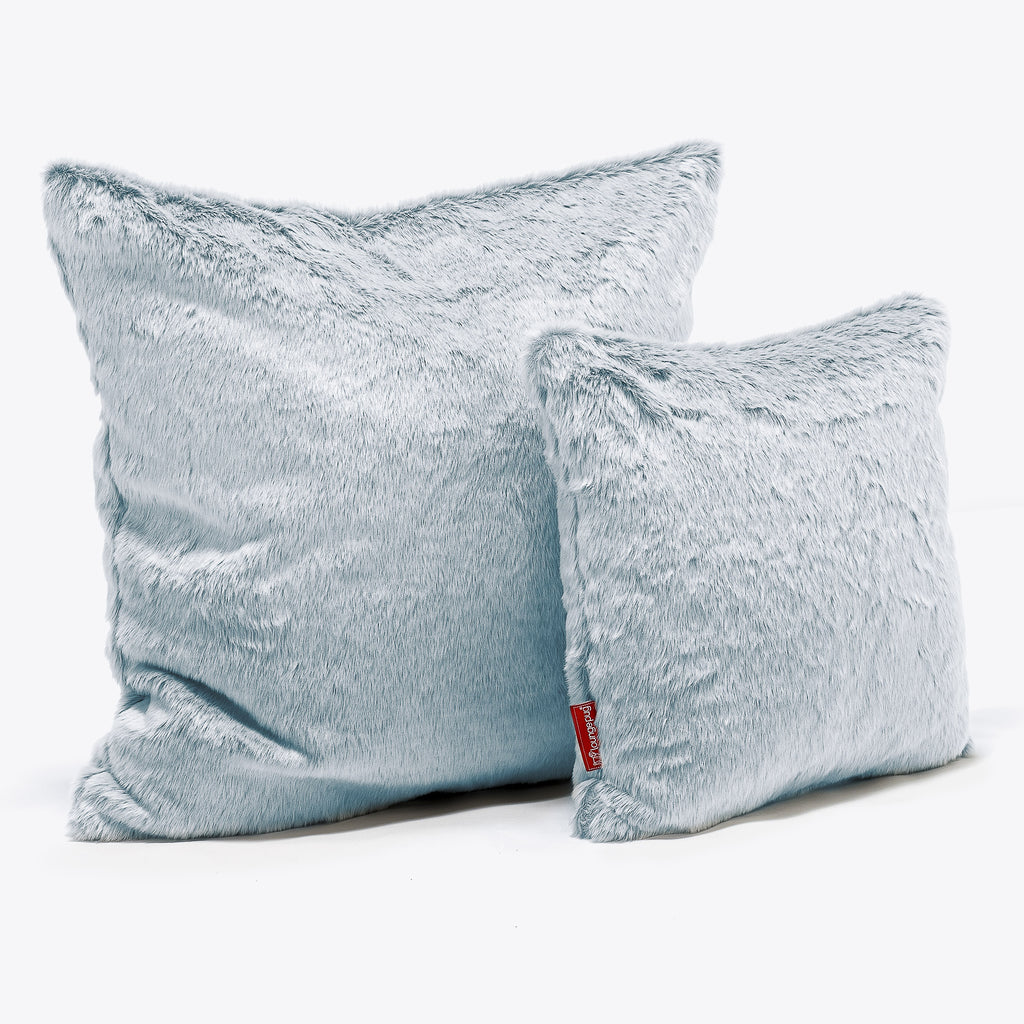 Cuscino 47 x 47cm - Eco-pelliccia di Coniglio Azzurro Polvere 02
