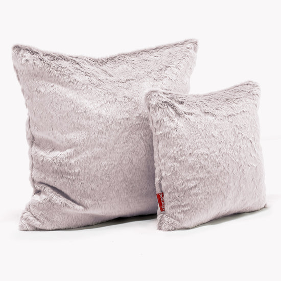 Cuscino 47 x 47cm - Eco-pelliccia di Coniglio Rosa Antico 02