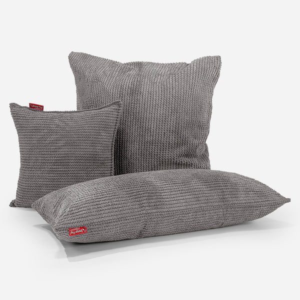 Fodera per Cuscino 47 x 47cm - Pompon Carbone Grigio Fabric Close-up Image