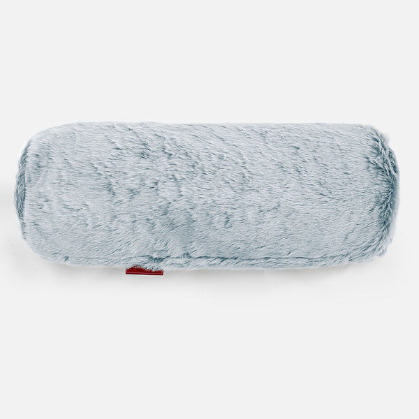 Cuscino a Rullo 20 x 55cm - Eco-pelliccia di Coniglio Azzurro Polvere 01