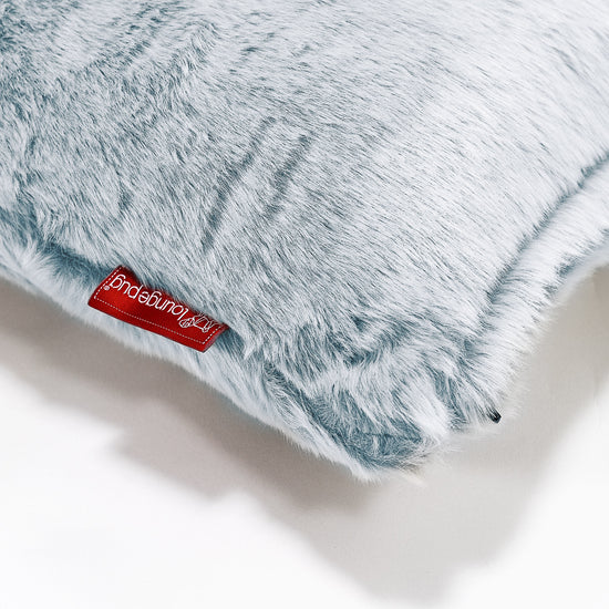 Cuscino a Rullo 20 x 55cm - Eco-pelliccia di Coniglio Azzurro Polvere 03