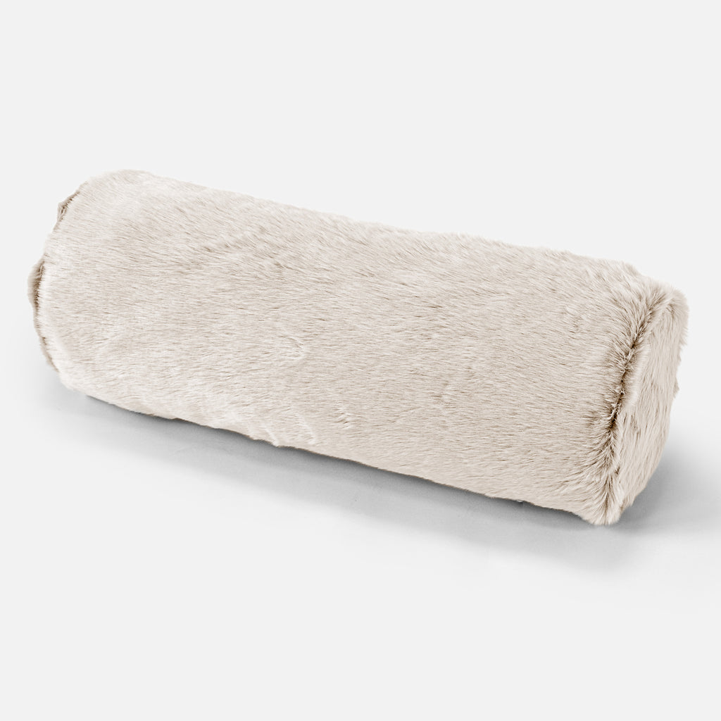 Cuscino a Rullo 20 x 55cm - Eco-pelliccia di Coniglio Bianco 01