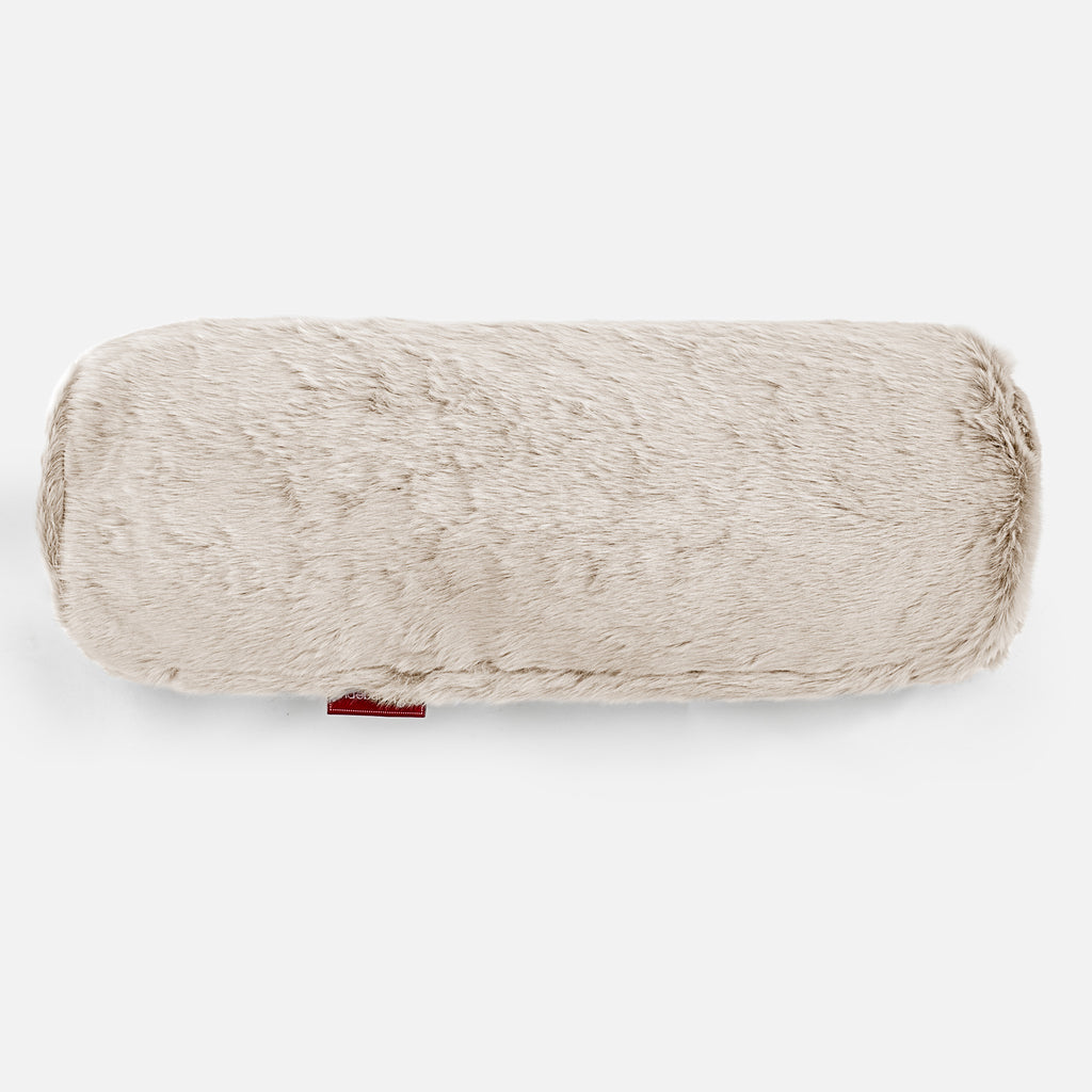 Cuscino a Rullo 20 x 55cm - Eco-pelliccia di Coniglio Bianco 02