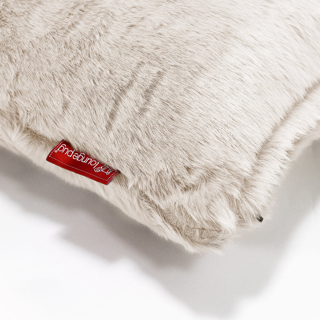 Cuscino a Rullo 20 x 55cm - Eco-pelliccia di Coniglio Bianco 03
