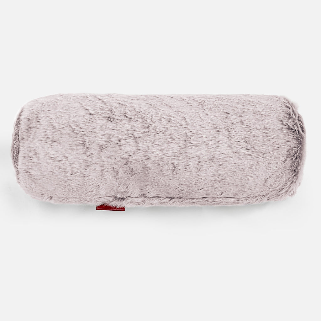 Cuscino a Rullo 20 x 55cm - Eco-pelliccia di Coniglio Rosa Antico 02