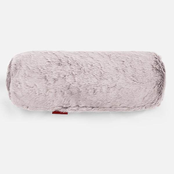Cuscino a Rullo 20 x 55cm - Eco-pelliccia di Coniglio Rosa Antico 01