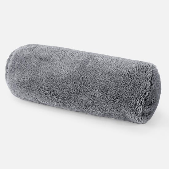 Cuscino a Rullo 20 x 55cm - Eco-pelliccia Orsacchiotto Grigio scuro 01