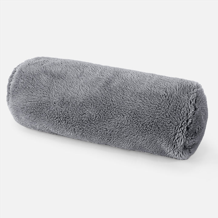 Cuscino a Rullo 20 x 55cm - Eco-pelliccia Orsacchiotto Grigio scuro 01