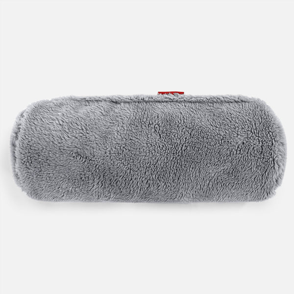Cuscino a Rullo 20 x 55cm - Eco-pelliccia Orsacchiotto Grigio scuro 01